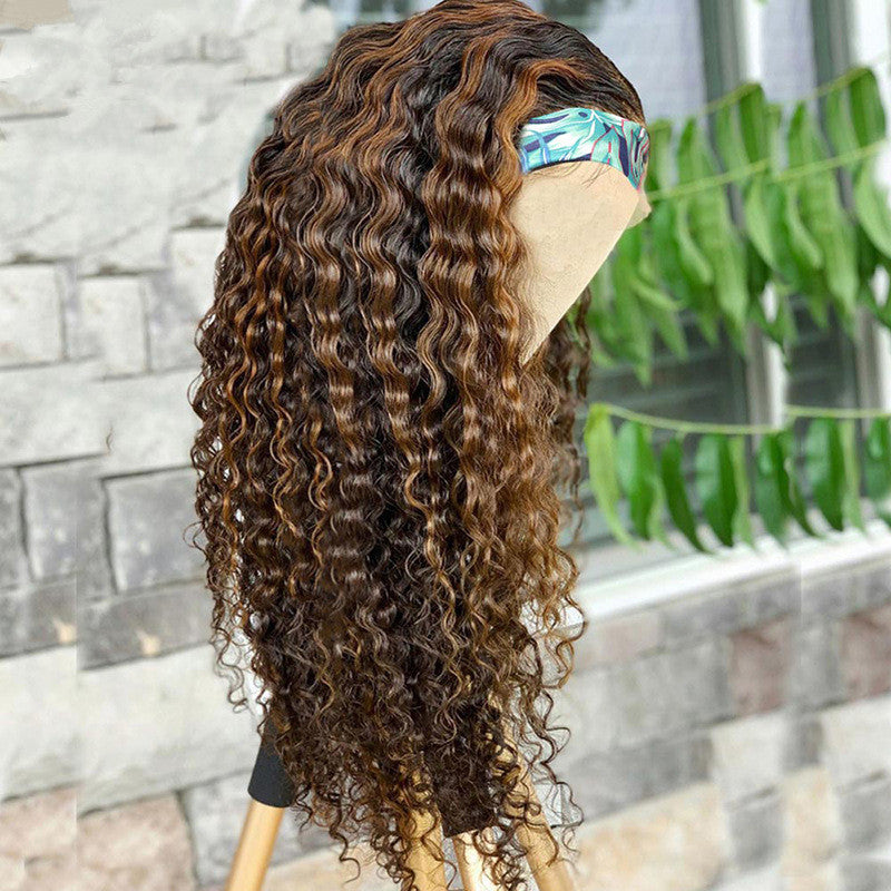 Highlight Color Straight Headband Human Hair Wig