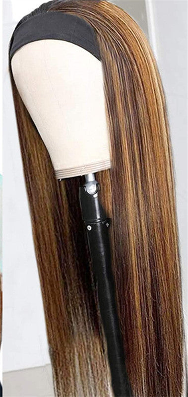 Highlight Color Straight Headband Human Hair Wig