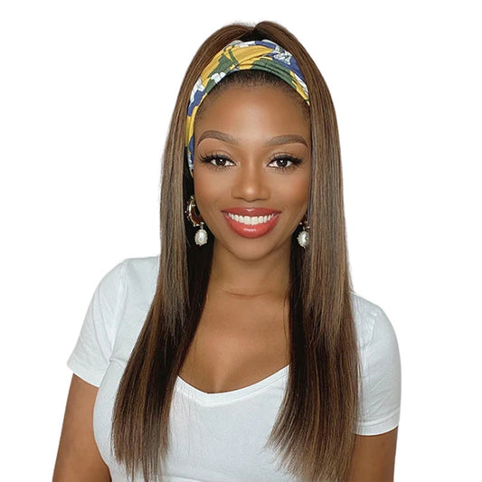 Highlight Color Straight Headband Human Hair Wig